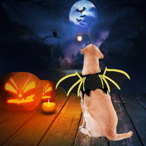 Costum de Halloween pentru animalul de companie DAZZTIME, pasla, negru/galben, 50 x 18 cm - Img 4