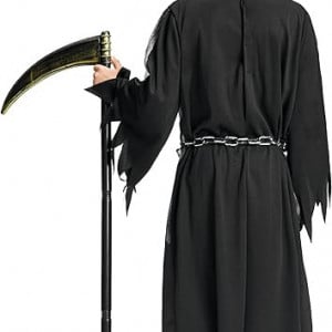 Costum de Halloween pentru copii Okali, 3 piese, textil/plastic, negru/gri/argintiu, 3-4 ani