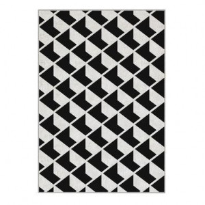 Covor Dimension 3D, poliester, alb/negru, 140 x 220 cm