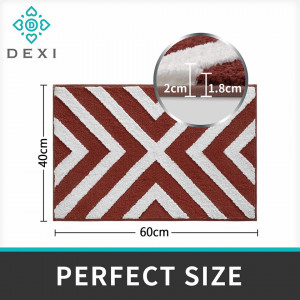 Covoras pentru baie DEXI, microfibra, alb/rosu, 40 x 60 cm - Img 4