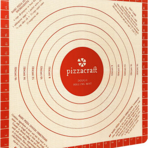 Covoras pentru framantarea aluatului Pizzacraft, silicon, bej/rosu, 50 x 50 cm