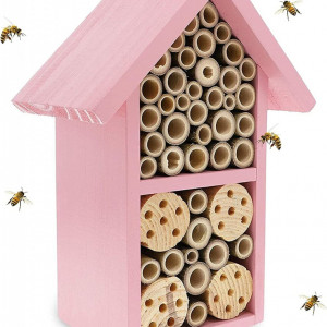 Cuib de albine pentru gradina ‎Bright Creations, roz, lemn, 19 x 26 x 12 cm
