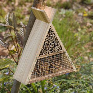 Cuib pentru albine Navaris, lemn/metal, natur, 22.5 x 21 x 8 cm - Img 6