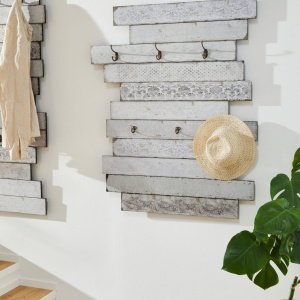 Cuier de perete Emma, MDF, gri, 90 x 110 x 10,5 cm