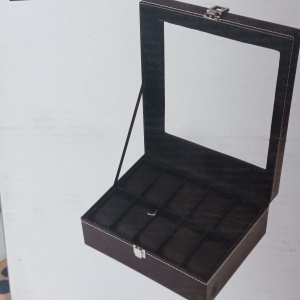 Cutie de depozitare cu capac de sticla pentru 10 ceasuri H&S, sticla/piele PU, negru, 22,5 x 7,5 x 20,5 cm, Resiggilat, Grad A - Img 5