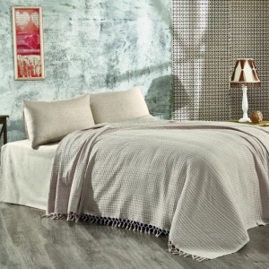 Cuvertura de pat, bumbac 100%, 220x240 cm, bej - Verificat A · Re-Bloom