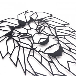 Decor de perete „Cap de leu”, negru, 51 x 40 cm - Img 5