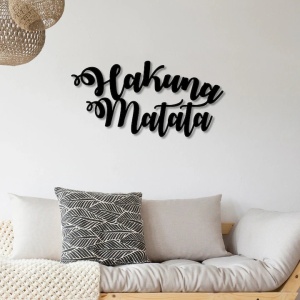 Decor de perete Hakuna Matata Re-Bloom, metal, negru, 70 x 45 cm - Img 3