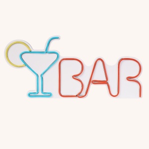 Decor de perete Re-Bloom, BAR, LED, PVC, rosu/albastru/galben, 50 x 23 x 3 cm