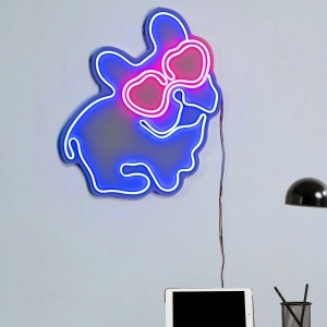 Decor de perete Re-Bloom, model caine, LED, PVC, albastru/roz, 37,5 x 41 cm - Img 4
