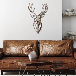 Decor de perete Re-Bloom, model cerb, metal, maro, 70 x 42 cm - Img 3