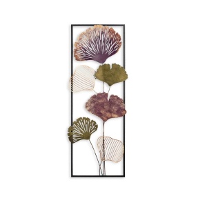 Decor de perete Re-Bloom, model floral, metal, multicolor, 32 x 90 cm