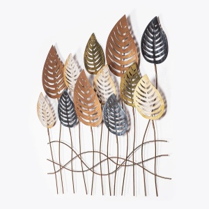 Decor de perete Re-Bloom, model frunze, metal, multicolor, 76 x 64 cm