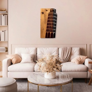 Decor de perete Re-Bloom, model Tunul din Pisa, metal/lemn, negrunuc, 32 x 58 x 3 cm - Img 4
