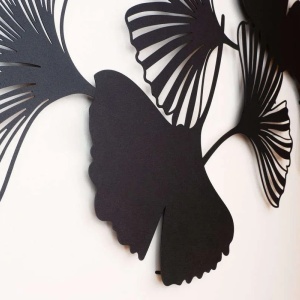 Decor perete model frunze, metal, 98x51 cm, negru - Verificat A · Re-Bloom - Img 2