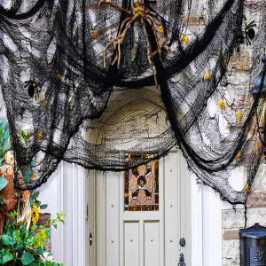 Decoratiune de Halloween Puoxbim , bumbac, negru ,3x2 m