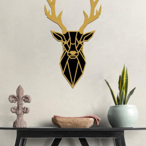 Decoratiune de perete TOPYAB, lemn, negru/auriu, 43 x 76 cm