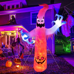 Decoratiune fantoma gonflabila iluminata pentru Halloween YIZHIHUA, poliester, multicolor, 243 cm - Img 3
