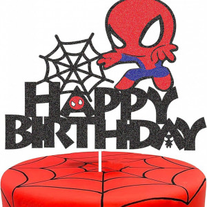 Decor pentru tort cu Spider Man G-LOVELY'S, hartie, rosu/negru, 14.4 x 16.7 cm