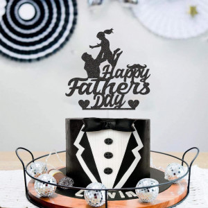 Decoratiune pentru tort "Happy Father's Day" Generic, hartie, negru, 14.4 x 13.7 cm - Img 2