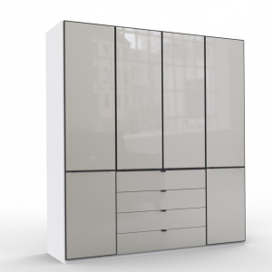 Dressing Arrowpoint, lemn/ sticla, alb/ gri, 216 x 200 x 58 cm - Img 1