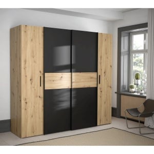 Dressing Lucan, PAL, natur/negru, 200 x 191 x 61 cm