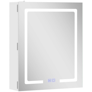 Dulap baie cu oglindă LED anti-aburire, MDF/sticlă, 50x15x60cm, Alb - Verificat A · Re-Bloom