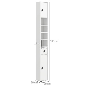Dulap inalt pentru baie, PAL, alb, 20 x 20 x 180 cm, Resigilat, Grad A - Img 6