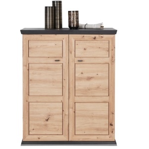 Dulap pantofi Xora , culoare stejar, gri închis, 90,2/108,5/38,5 cm