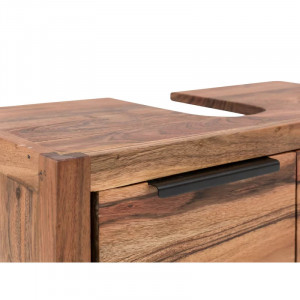 Dulap pentru chiuveta Dreen, lemn masiv de salcam/metal, maro deschis/negru, 60 x 56 x 25 cm