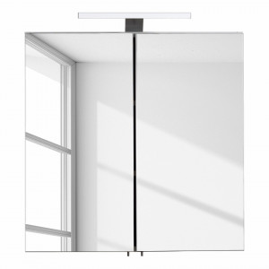 Dulăpior cu oglinda Gentry PAL și sistem iluminare, alb, 60 x 60 x 20 cm - Img 6