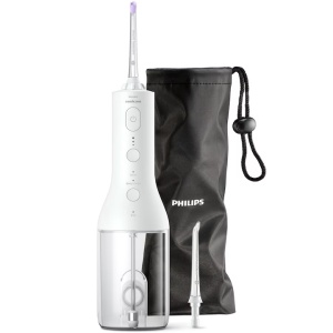 Dus bucal Philips Sonicare cu tehnologie QuadStream, portabil, 2 moduri de curatare, e niveluri de intensitate , include 2 x capete de curatare si 1 x husa trasport, alb, HX3826/31, Resigilat, Grad A - Img 3