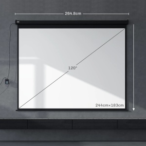Ecran de proiectie 120 inch Re-Bloom, tesatura plasa/plastic/metal, 244x183 cm, format 4:3, motor electric, telecomanda, 25W/230V, negru - Verificat A · Re-Bloom - Img 6