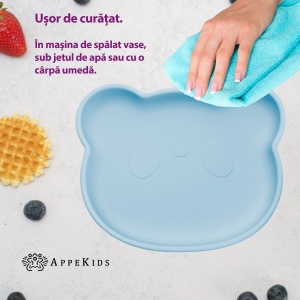 Farfurie din silicon cu ventuza, AppeKids, The Little Bear - Aqua Blue - Img 3