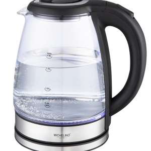 Fierbator electric 139365 Michelino, 1.8 litri, 1800 W, sticla, iluminare LED albastru