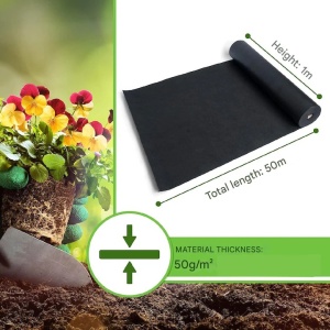 Folie agrotextil, antiburuieni, DAWIDU, permeabila, rezistenta la UV, 50 g/m2, 1m x 50m, 50 m², Negru, 50 de ancore galvanizate, Resigilat, Grad A - Img 5