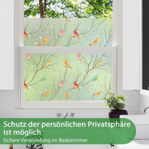 Folie decorativa pentru sticla Lifetree, model pasari, PVC/vinil, multicolor, 45 x 200 cm 