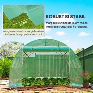 Folie sera din PE Re-Bloom, 4x3x2 m, 8 ferestre 37x37 cm, usa rulabila 2x1.65 m, margini ingropabile, banda adeziva inclusa, verde - Verificat A · Re-Bloom - Img 3