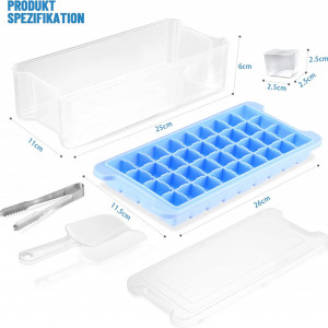 Forma pentru cuburi de gheata AcrossSea, plastic/silicon, transparent/albastru, 11,5 x 26 x 6 cm - Img 6