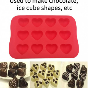 Forma pentru cuburi de gheata HEIGOO, silicon, inima, rosu, 16 x 10,5 x 1,6 cm - Img 5
