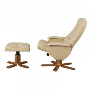 Fotoliu recliner cu scaun pentru picioare Quercia, crem/bej, 98 x 76 x 80 cm - Img 3