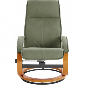 Fotoliu recliner Lille cu ottoman microfibra, verde, 67 x 107 x 55 cm