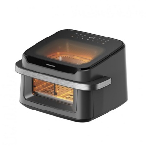 Friteuza dubla cu aer cald Heinner AirBake Revolution HAF-C10DB22GREY, Putere 2200W, Capacitate 10L, Control digital, 12 programe, Gri