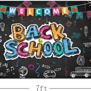 Fundal foto Back to School Aibiin, poliester, multicolor, 210 x 150 cm