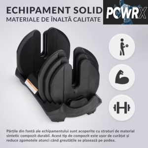 Gantera ajustabila, 15 setari de greutate, POWRX, maner antiderapant, pentru incepatori si intermediari, lungime 43 cm, 2.3 - 24 kg, Resigilat, Grad A - Img 3