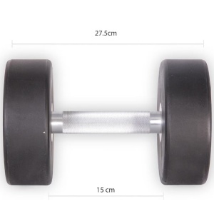 Gantera premium fitness, POWRX, coating cauciuc, bara din crom, 22.5 kg, Negru, Resigilat, Grad A - Img 3