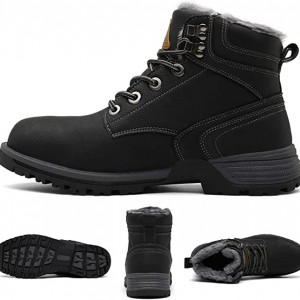 Ghete de iarna cu blana Mishansha, piele sintetica, negru, marimea 36 - Img 6