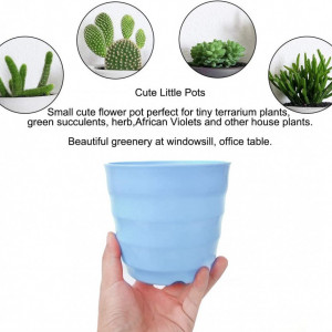 Ghiveci cu tava pentru plante Sourcing, plastic, albastru,14,5 x 13,5 x 15,5 cm /14 cm - Img 5