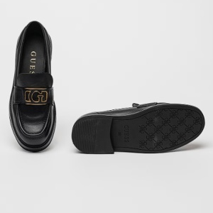 GUESS, Pantofi loafer din piele cu logo, Negru, 37.5, Resigilat, Grad A - Img 4