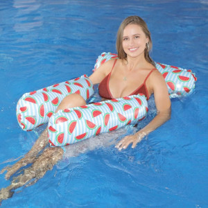 Hamac gonflabil pentru piscina XZSUN, nailon/PVC, multicolor, 130 x 122 cm - Img 4